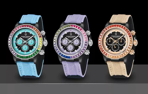 Pagani Design PD 1732 Daytona con ghiera con Cristalli Swarovski automatico alta qualità a basso prezzo in offerta in acciaio inossidabile resistente all'acqua con cinturino in trecciato con strap